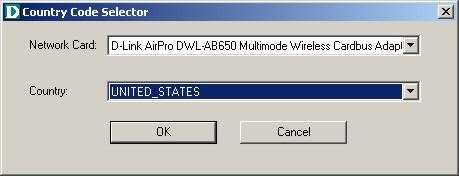 Select Country Utility An additional utility is provided with your DWL-AB650 Cardbus Adapter to set the card s country location.