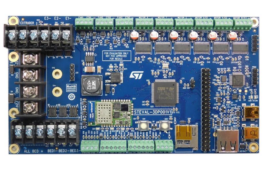 It is autonomous and can be used with a software interface or with custom firmware thanks to the embedded STM32 microcontroller based on the ARM 32-bit Cortex M4 core.