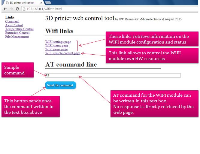 Figure 19: wifictrl.html web page Firmware 3.5.4 Customizing the web pages The web pages presented in the sections above are given as examples and are written in html 5, javascript and css.