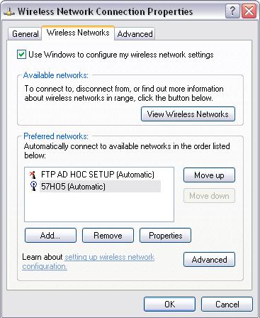 4Click the Wireless Networks tab, then click the Add button below Preferred Networks.