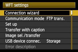2Under WFT Settings, select [Connection wizard].