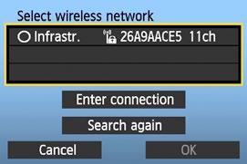 5Under Wireless LAN setup method, select [Connect with wizard], then select [OK].
