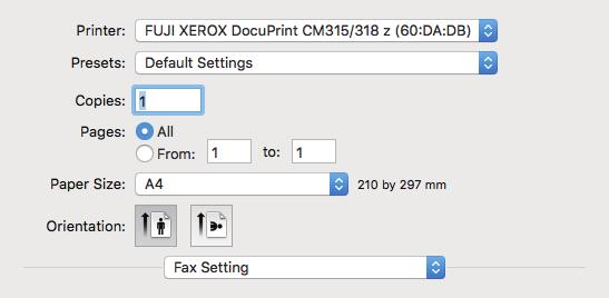 c Select the [Fax] tab. For OS X: a Select [Fax Setting]. 4. Specify the fax transmission settings.