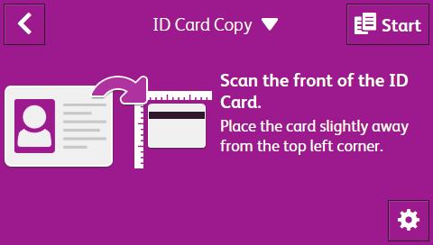 Press the <Home> button, and then tap the [ID Card Copy] tile. Displaying More Options To display more setting options, tap. [ID Card Copy] > > [Quantity] For details, see "[Quantity] (P.51).