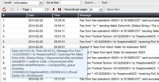 Figure 7: Log message view Log message in raw format Log message in columnar format The log messages vary by levels. For more information, see Configuring Logs and Reports on page 269.