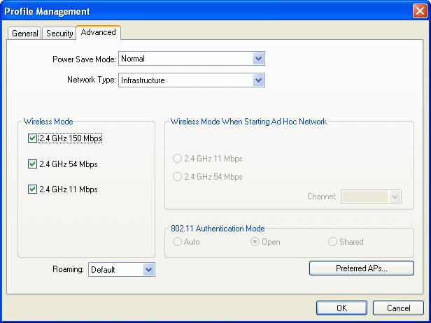 Figure 3-6 Power Save Mode - Please select the power save mode in the drop-down list. Maximum-Selects maximummode to let the access point buffer incoming messages for the Adapter.