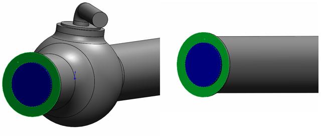 2 Select the two inlet and outlet faces shown in the figure. 3 Click to complete the lid definitions.