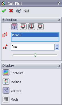 Creating a Cut Plot 1 Right-click the Cut Plots icon and select Insert. The Cut Plot dialog box appears. The Cut Plot displays results of a selected parameter in a selected view section.