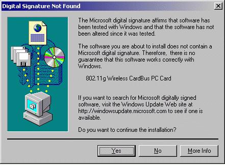 Note for Windows 2000 users: During the installation, when