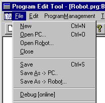 5. Program editing tool 5.4. Opening a program The methods for opening and saving a program are explained in this section.