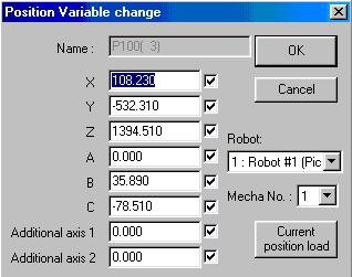 (1) Adding position array variables < Version E1 or later > Add position array variables and specify an array name and element number for each variable name.