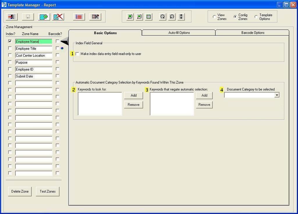 Configuring Defining the Configure Zone Basic Options To view or administer the Configure Zone Basic Options, click in a Zone Name field, and then select beside Config Zones.