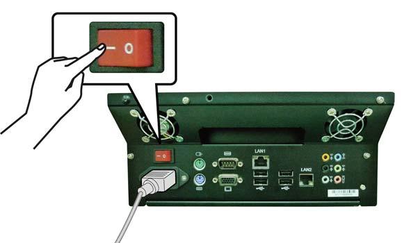 3. Press the [-] side of the main Power Switch. 4. Press the [Power] button on the lower right corner of the product. The product is turned on, and the Power LED lights in green.