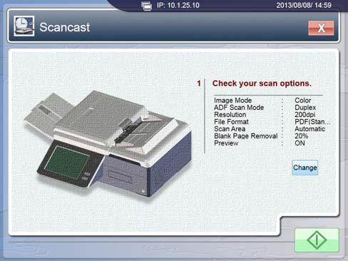 Scanning and Broadcasting Your Images The Scancast (Scan and broadcast) feature allows you to scan a document and save the image to the product's memory and then respectively specify various