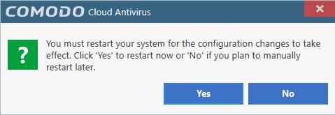 The system will show a restart alert, to complete