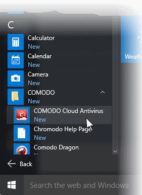 Windows Desktop Double-click the 'Comodo Cloud Antivirus' shortcut on your desktop: Widget Click