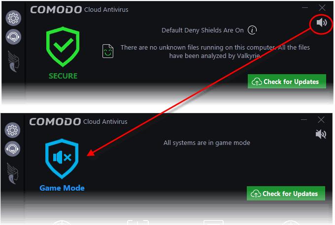 Click the 'Game Mode' switch at top-right of the main interface.