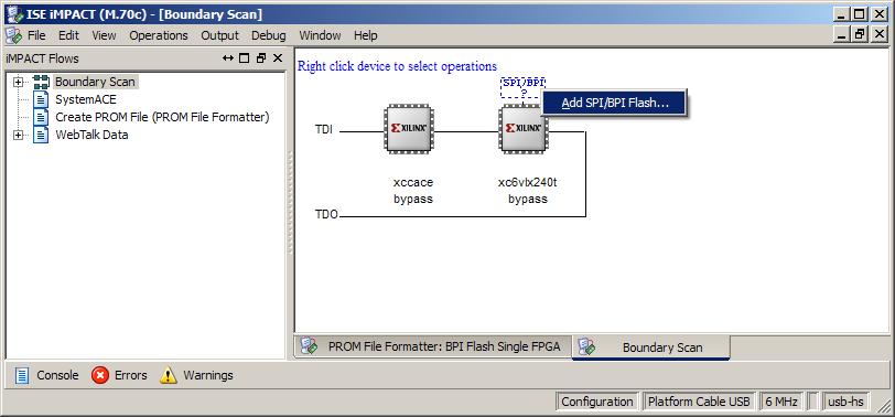 Program Platform Flash with PCIe Design Right click on the SPI/BPI?