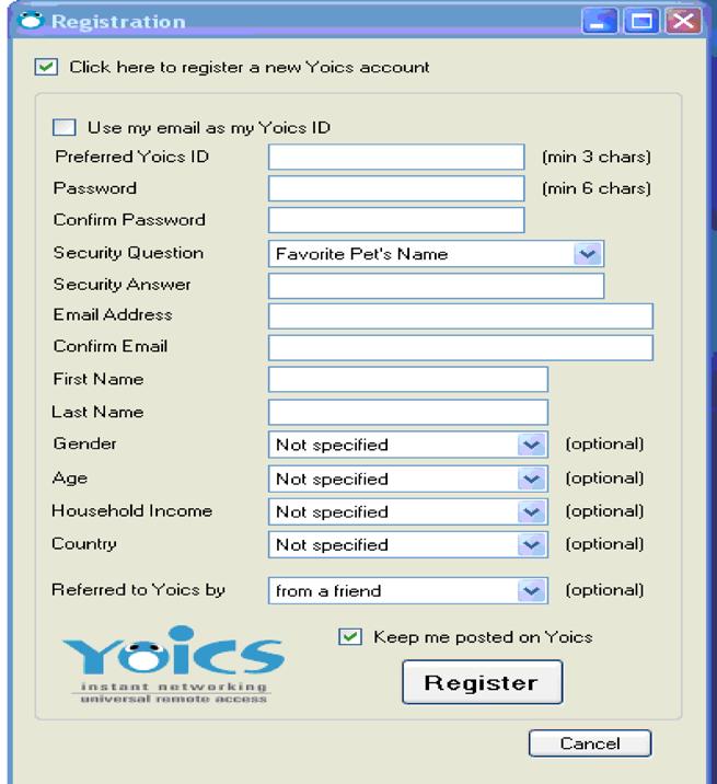 Wireless 9 After a minute, the Yoics Share Registration is Complete message appears. Press OK.