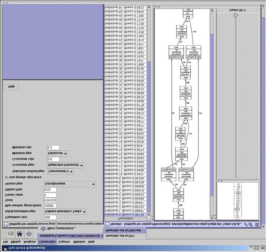 106 A Genetic Algorithm to Tackle Duplicate Tasks Figure 5.5: Screenshot of the Duplicate Tasks GA plug-in in the ProM framework.