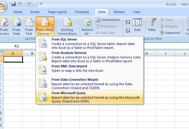 Safari ODBC on Microsoft 2010 Creating