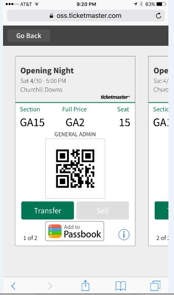 STEP 4: STEP 5: Tap the arrow ( > ) on the individual ticket to display the barcode.
