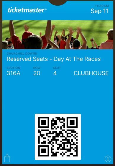 STEP 6: Your mobile ticket displays for your first seat.