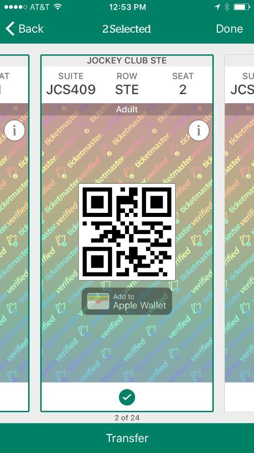 To transfer a block of tickets, you can tap the three dot icon at the top right of the event you need to transfer. This will transfer all tickets on that order. 2.