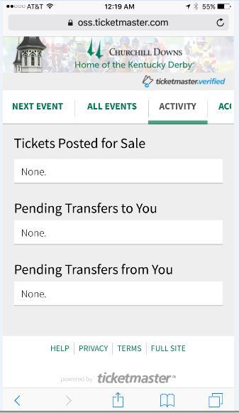 account with the same email address to which the tickets were transferred.