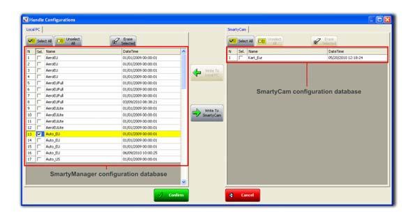 5 How to transmit the configuration With SmartyManager the configuration can be transmitted to SmartyCam via USB or copied on the micro SD (of course connected to the PC) that will