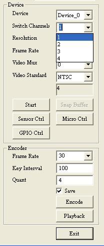 1.10.2 Switch Channels Set the Switch Channels to decide how many input for each 878A video chip.