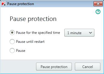 PAUSING AND RESUMING COMPUTER PROTECTION Pausing protection means temporarily disabling all protection components for some time.