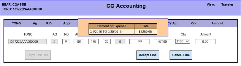 , Continued 25 The CG Accounting page will display.