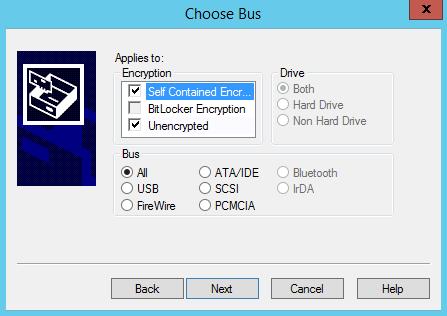 Ivanti Device and Application Control 5. Select the user or user group and click Next. Step Result: The Choose Bus dialog opens. Figure 45: Choose Bus Dialog 6. Select All or individual bus types.