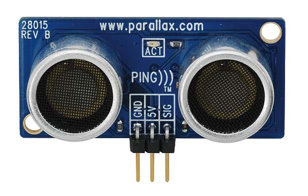 Ping))) ultra-sonic range finder Figure6, PING))) ultra-sonic range finder This wide range sensor can detect the distance between 2cm to 3m with narrow acceptance angle.