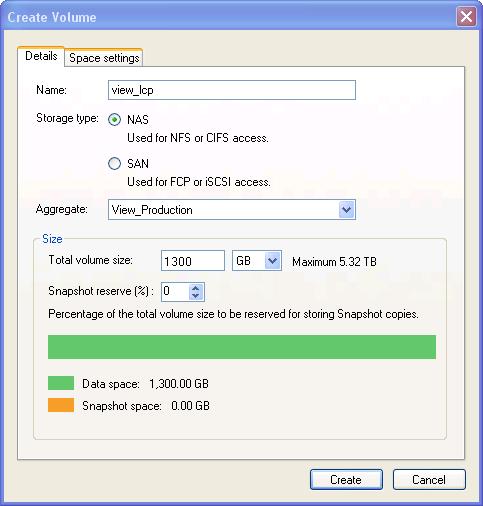 Step Action 1 Open NetApp System Manager. 2 Select Volumes and then click on Create. Figure 24) System Manager volume select.