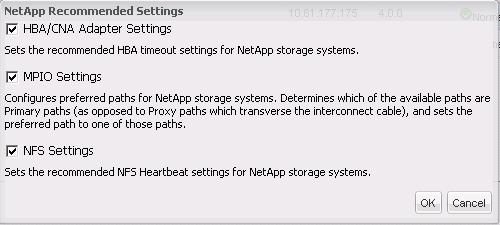 Figure 54) VSC configuration NetApp recommended settings. 6 Once the settings have been changed, the main VSC screen will be visible once again. The status will chance to Pending Reboot.
