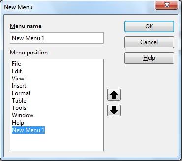 Figure 30: Adding a new menu Modifying existing menus To modify an existing menu, select it in the Menu list and click the Menu button to drop down a list of modifications: Move, Rename, Delete.