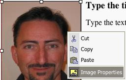 Paste your image into the story by right clicking on the image box and selecting Paste. e.