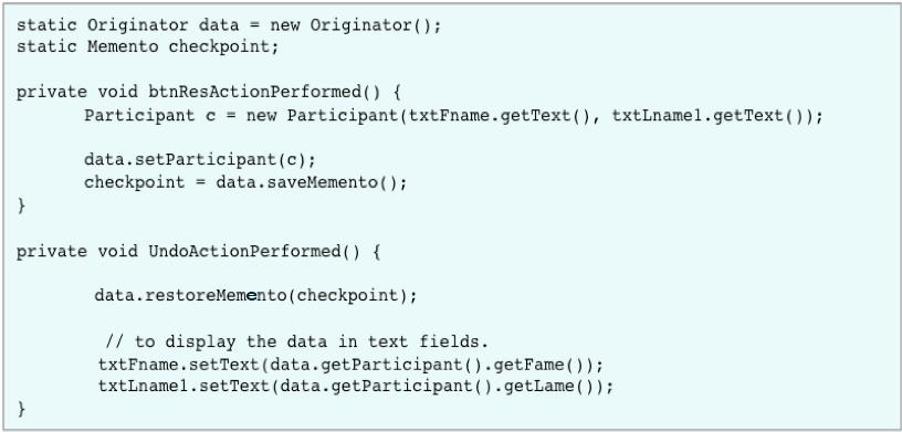 21 getparticipant() is used to return participant s data by invoking different methods that are implemented in the Participant class.