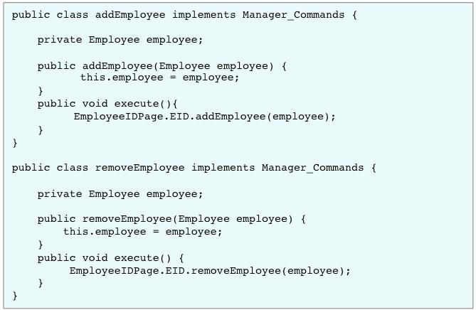 40 by calling its methods addemployee() or removeemployee() implemented in EmployeeArrayList class. EmployeeArrayList class then, performs the requested action.