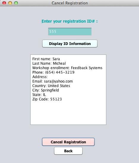 58 11. To cancel registration, the participant can click on Cancel Registration button shown in Figure 35.