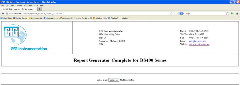 The program will open your browser and display the Report Generator Complete template.