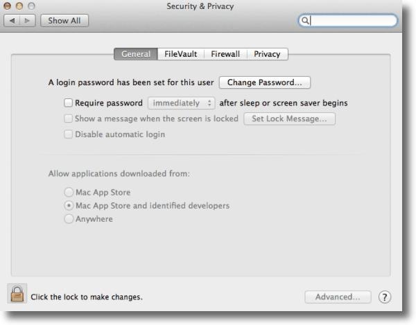 Figure 2-8 Security & Privacy The Mac credentials