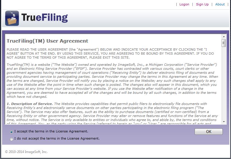 Next, you will see the user agreement: Review the agreement and, if you agree, select I accept the terms in the License Agreement.
