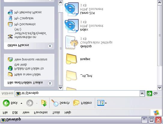Double-click on the My Computer icon on your desktop again. Again double-click on the W: drive in the folder list in the second My Computer window.