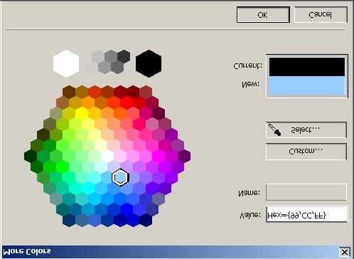 In the More Colors window, clicking on a colored hexagon will change the background to that color.