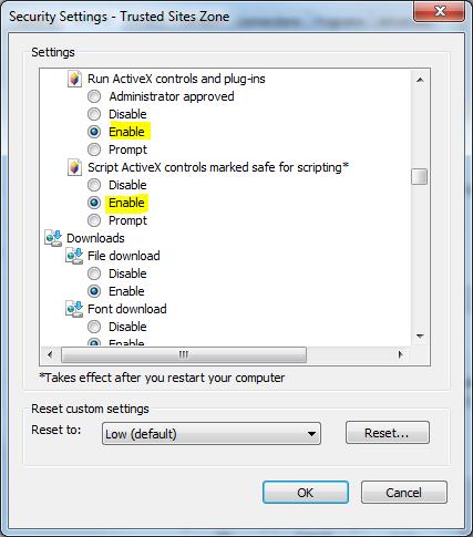 In the Settings section o under ActiveX controls and plug-ins Enable Run ActiveX