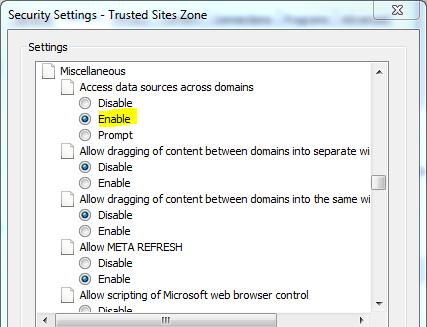 Under Miscellaneous o Enable Access data sources