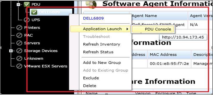6 Application Launch Application launch provides a right-click action menu item on the discovered device to launch 1 1 console or application.